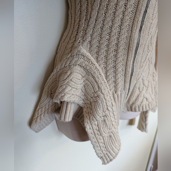 Bcbgmaxazria knit zippered cardigan sweater zanzi cream xs - Picture 8 of 14